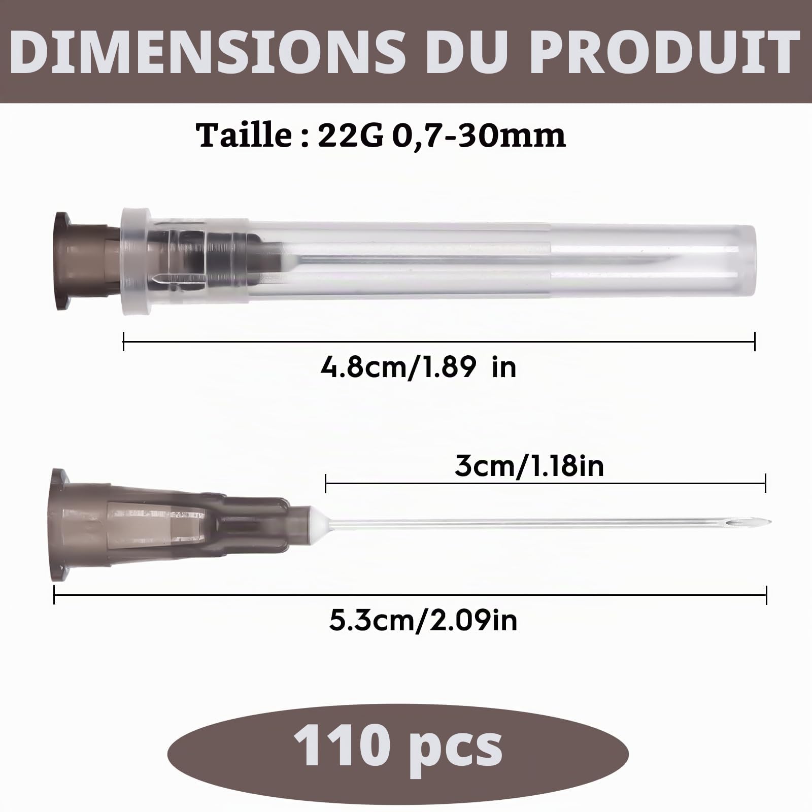 110 Pcs Accessoires De Distribution, 22 G 0,7-30 mm Tubes Industriels, Accessoires De Laboratoire Industriels, Accessoires pour Aiguilles pour Usage Domestique, Laboratoires Scientifiques
