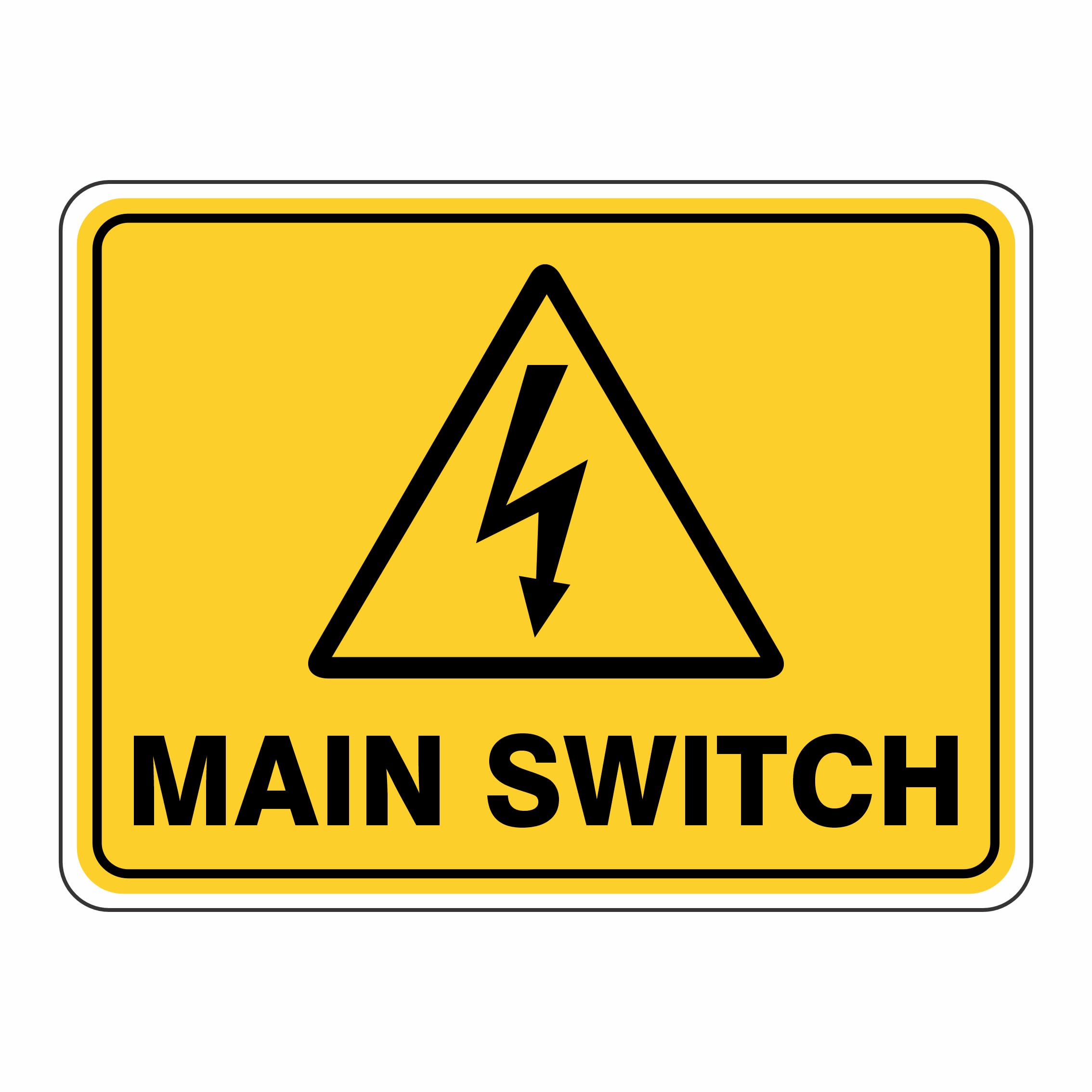 Main Switch with Symbol Warning Signs Metal Tin Sign 8 x 12 inch for Industrial & Commercial