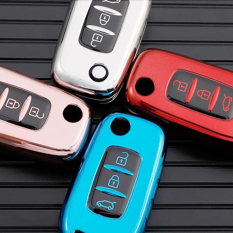 Otai Étui Clé Voiture Alliage Zinc + Silicone Pour Koleos, Kadjar, Megane, Clio, Captur, Kangoo 4 Boutons (Argent)