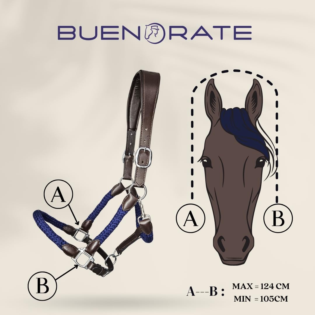 capezza cavallo con lunghina cavallo abbinato - cavezza per cavallo premium - in cuoio e cotone - sovracapo anatomico - taglia full