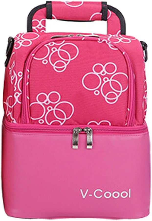 Ecokaki(TM) Double Insulation Handbag Lunch Bag Milk Preservation Bag Hold Cold Package Tote Organizer Box With Shoulder Strap, Rose