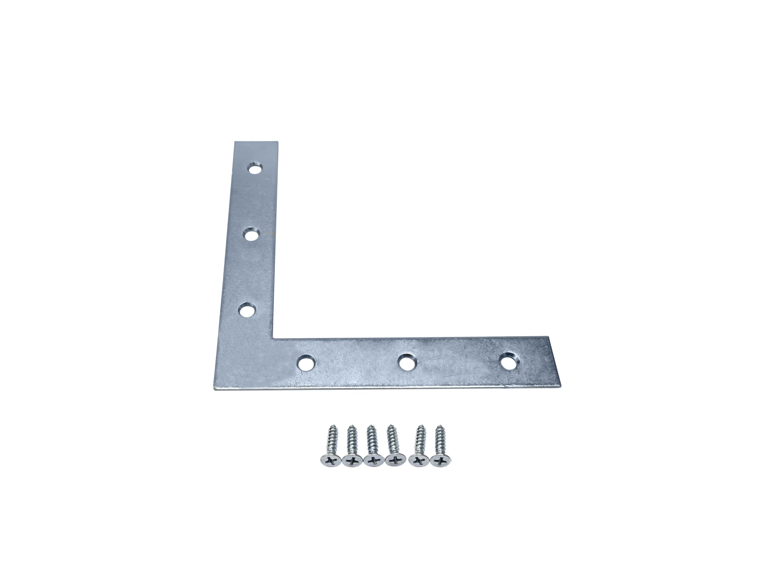 Photo 1 of QCAA Heavy Duty Flat Corner Irons Joining Bracket for Wood Table, Chairs, Zinc Plated, 6"x6"x1"x0.79", Made in Taiwan, 10 Pack