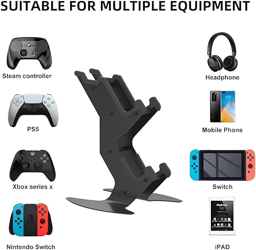 Miniatura 3 de Controller Holder, Game Controller Rack Headset Stand for Xbox Series X S Xbox one PS5 PS4 NS PC Headset , Aluminum Metal Headset Mount