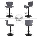 Nalupatio Modern Bar Stools Set of 2, Adjustable Faux Leather Upholstered Swivel Counter Stools, Counter Height Barstools with Back for Kitchen Island, Dark Grey