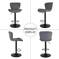 Vista 5 de Nalupatio Juego de 2 taburetes de bar modernos, taburetes giratorios tapizados de piel sintética ajustables, taburetes de bar con respaldo para isla