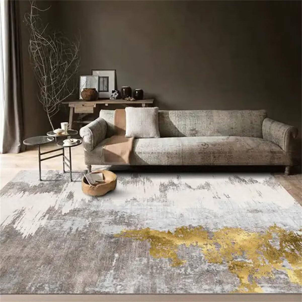 Tapis de salon gris pour enfant de 70x140 cm lavable et facile d'entretien