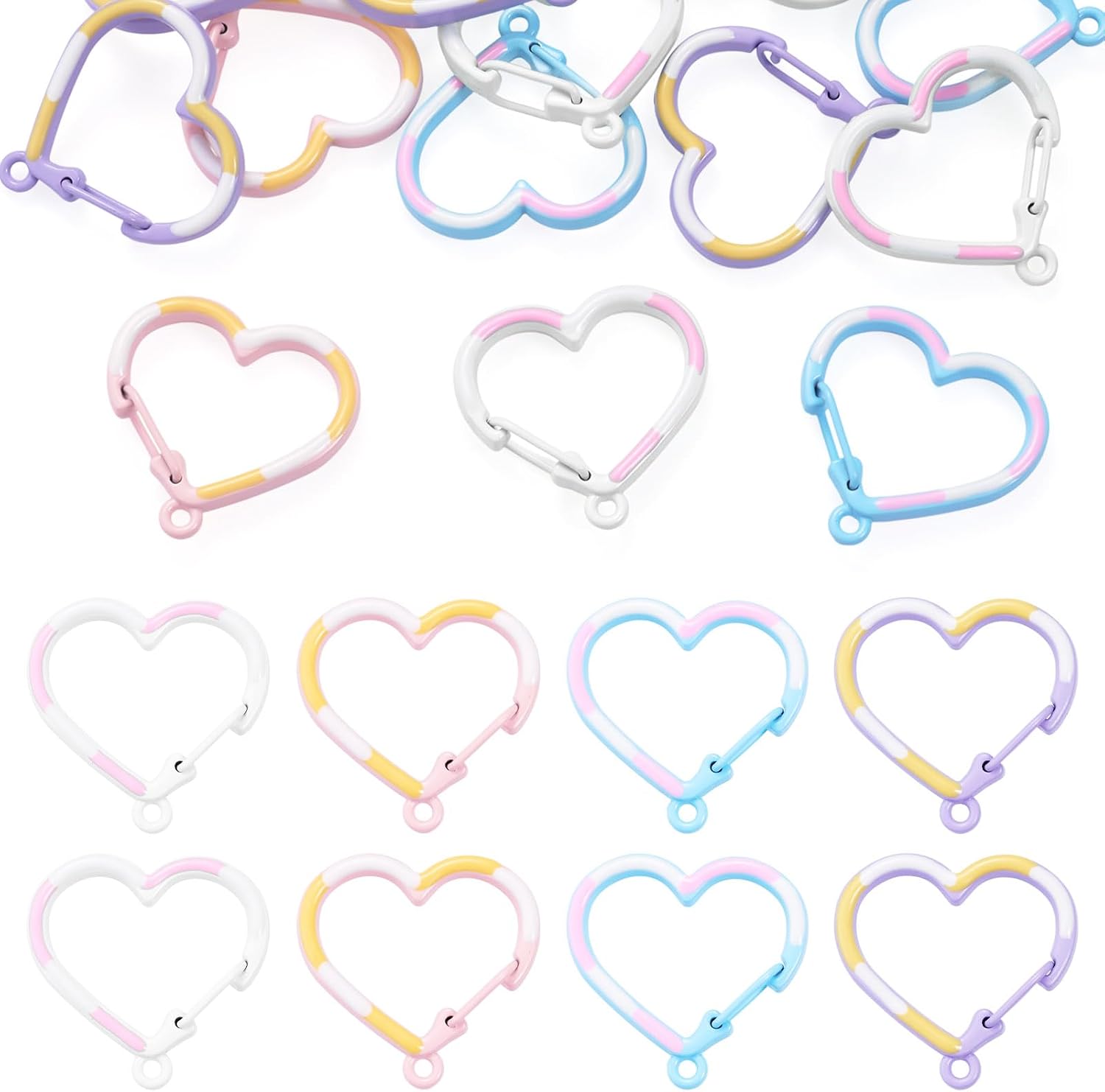 16Pcs Heart Keychain Clip Alloy Key Snap Hook Clasps Candy Color Alloy Cute Heart Spring Hook Clasps for Bag Purse Strap Keyring Phonechain Jewelry Making