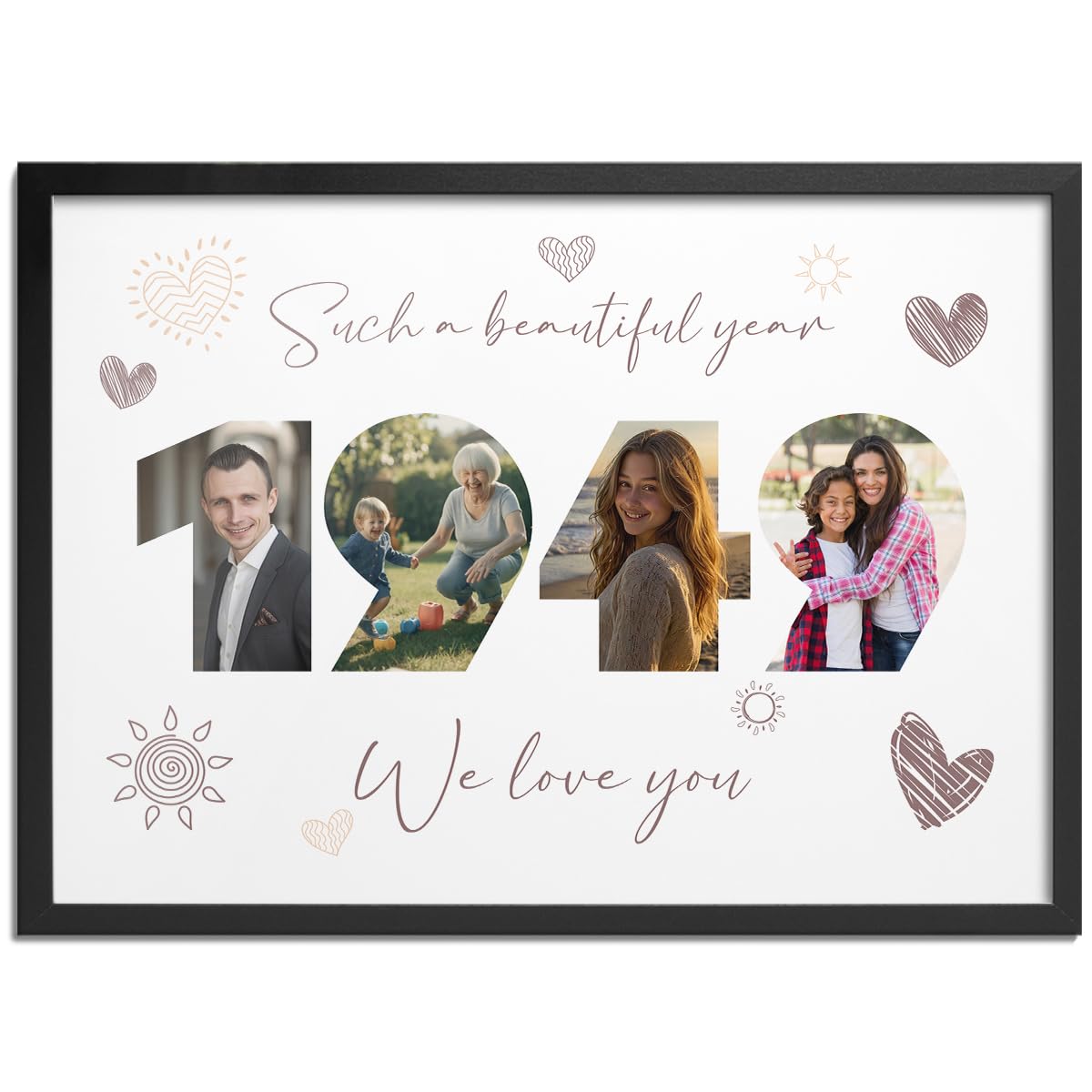 Pictalia - Personalized Frame 76th Birthday, Gift for Grandpa, Grandma, Year 1949, Grandfather, Grandmother, Photo Frame Mom, Dad, Woman, Man, Family, Friends, Gift for Wedding Anniversary, Meeting