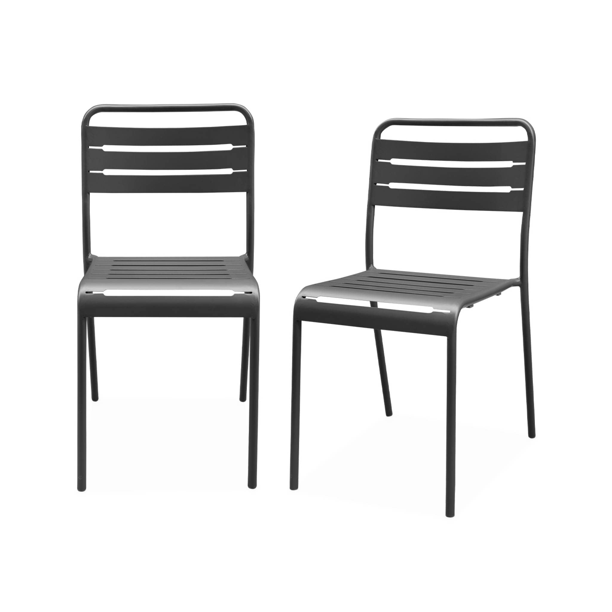 Alice's Garden - Lot de 2 chaises de Jardin Acier. 2 Places. Anthracite. Amelia. L44 x P52 x H79cm
