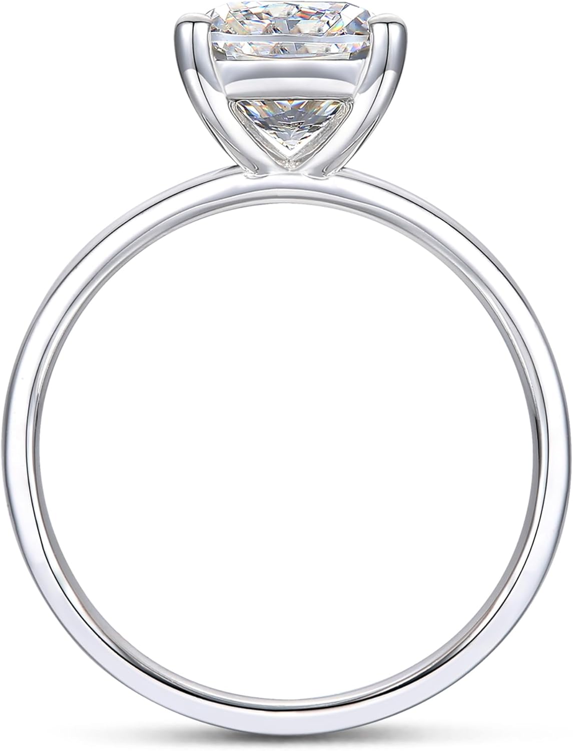 14K Gold Moissanite Ring 14K White Gold 3 Carat Cushion Cut Moissanite Engagement Ring 3CT Cushion Solitaire Moissanite Rings for Women