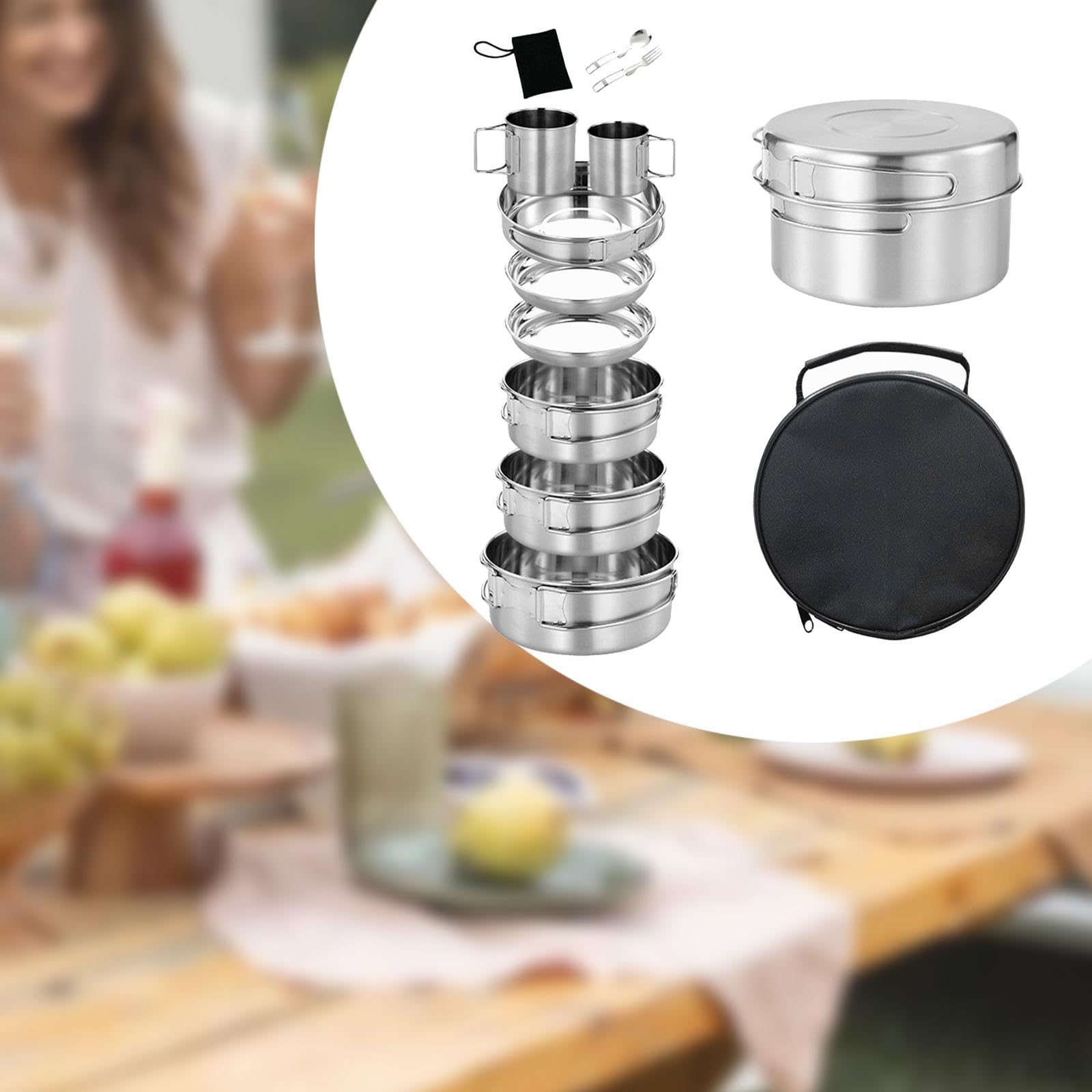 RNXRZANK Camping Cookware Mess Kit Tableware Camping Bowls for Outdoor Dinner Indoor