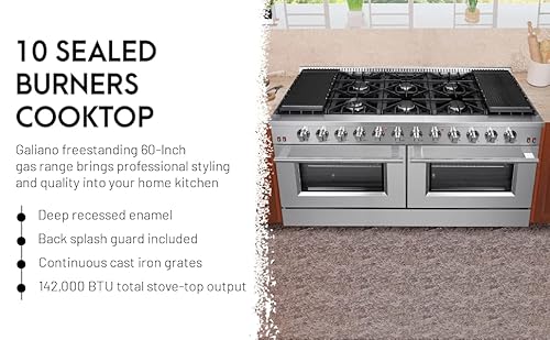 Forno FFSGS6244-60 Galiano 60 Inch Inch All Gas Double Oven Freestanding Range thumb #2