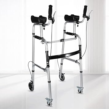 Walkers for Seniors, Multi-functional Trolley, Walking aid for Stroke and Hemiplegia Rehabilitation, for Disabled Injured Rehabilitation Training (Size : Handbrake)