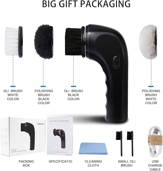 Electric Shoe Shine Kit, Sansent Electric Shoe Polisher Brush Shoe Shiner Dust Cleaner Portable Leather Care Kit for Shoes