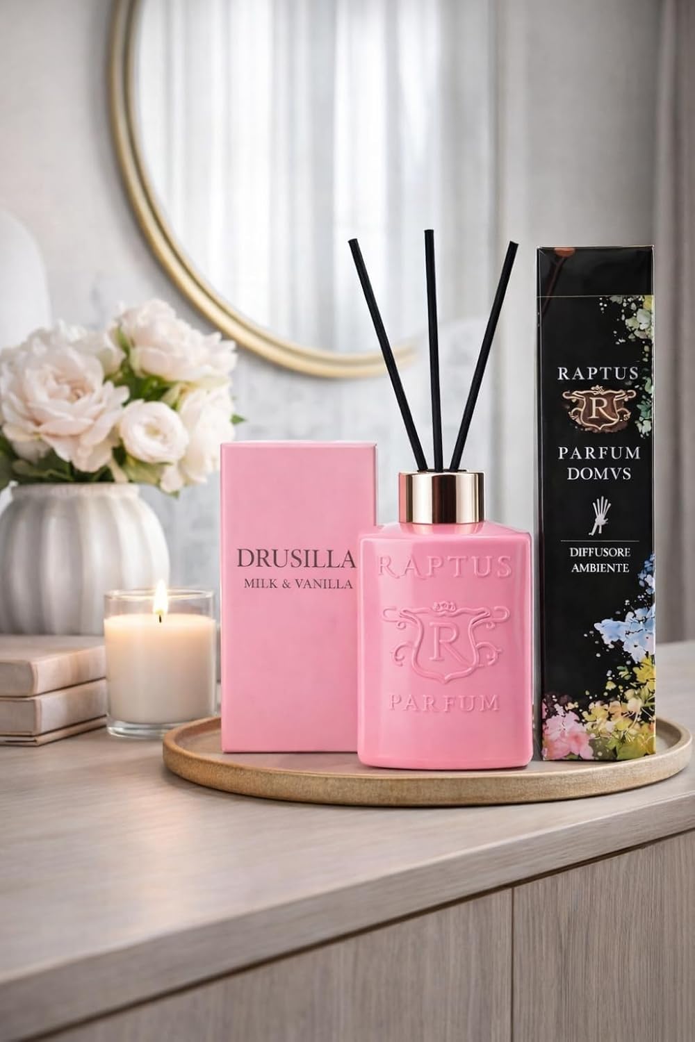 Profumatore Ambiente con Bastoncini RAPTUS 300 ml – Diffusore Fragranza per Casa, Bagno, Camera e Ufficio – Lunga Durata (Drusilla) - 4