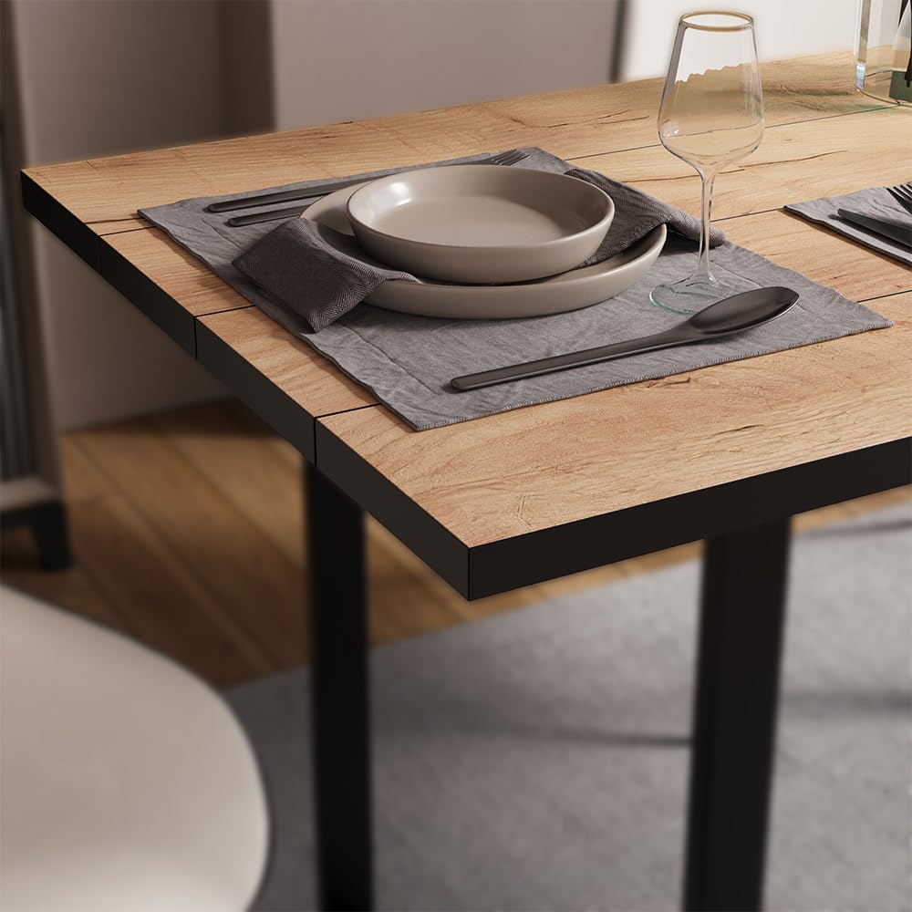 Vicco Table de Salle à Manger Livorno, Chêne Noir/Force de l'or, 140x70cm