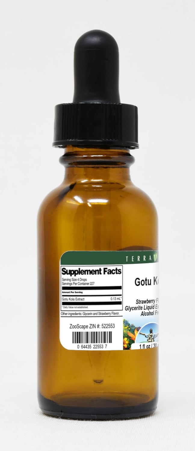 Gotu Kola Glycerite Liquid Extract (1:5) - Strawberry Flavored (1 oz, ZIN: 522553) - 3 Pack