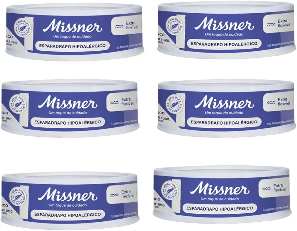 Kit 6 Esparadrapo Impermeável Hipoalérgico Sem Látex 1,2cm x 4,5m