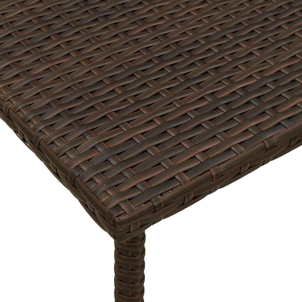 Hothingwell Prostokątny stolik kawowy ogrodowy 60x40x37 cm z plecionej żywicy brązowej, polirattanowy na zewnątrz, solidna stalowa rama