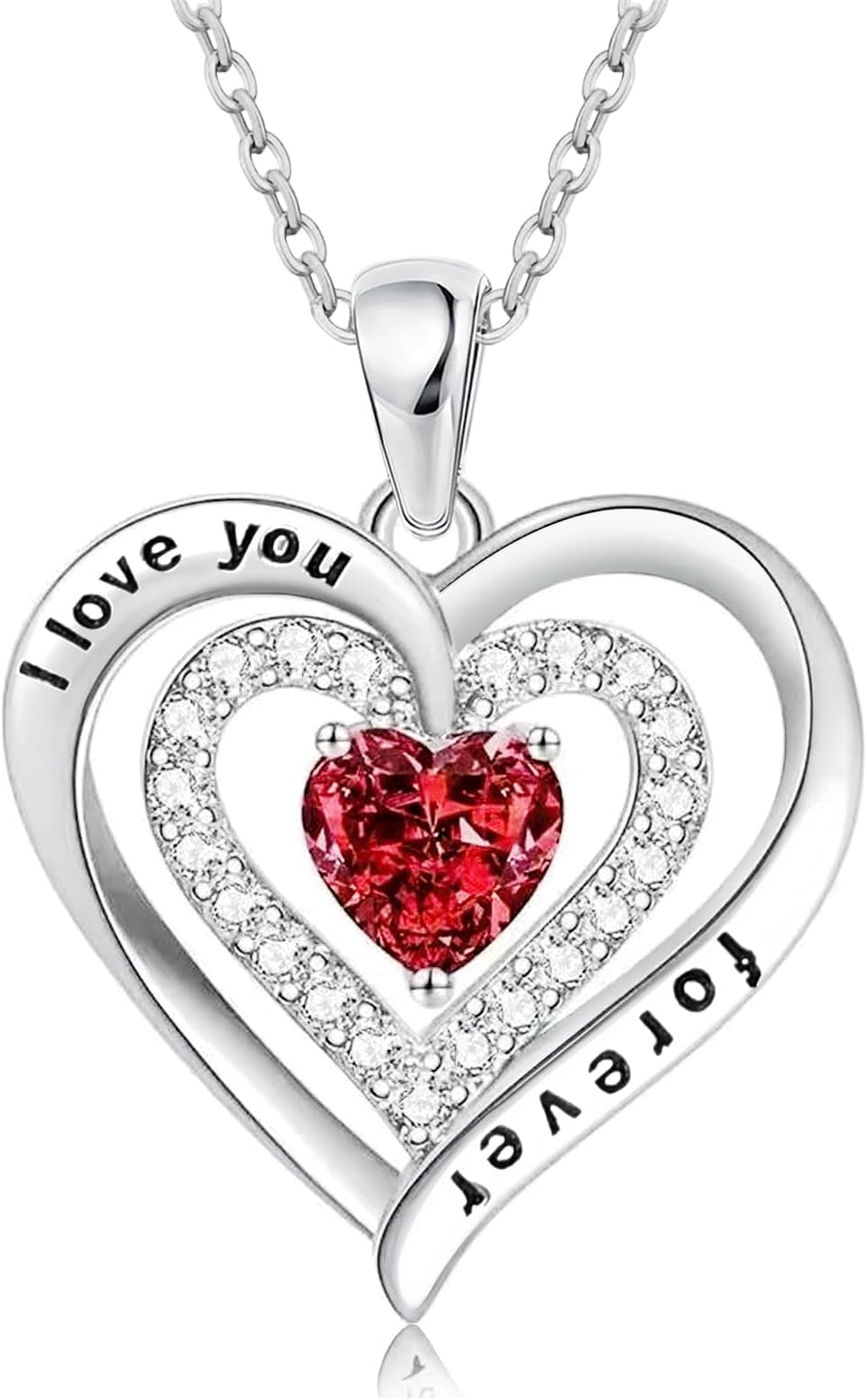 Matoa Mothers Day Birthday Gifts Necklaces for Women Sterling Silver Heart Pendant Chain Necklace with Cubic Zirconia Gifts for Girlfriend Wife Mum Her Anniversary Christmas Valentines with Gifts Box