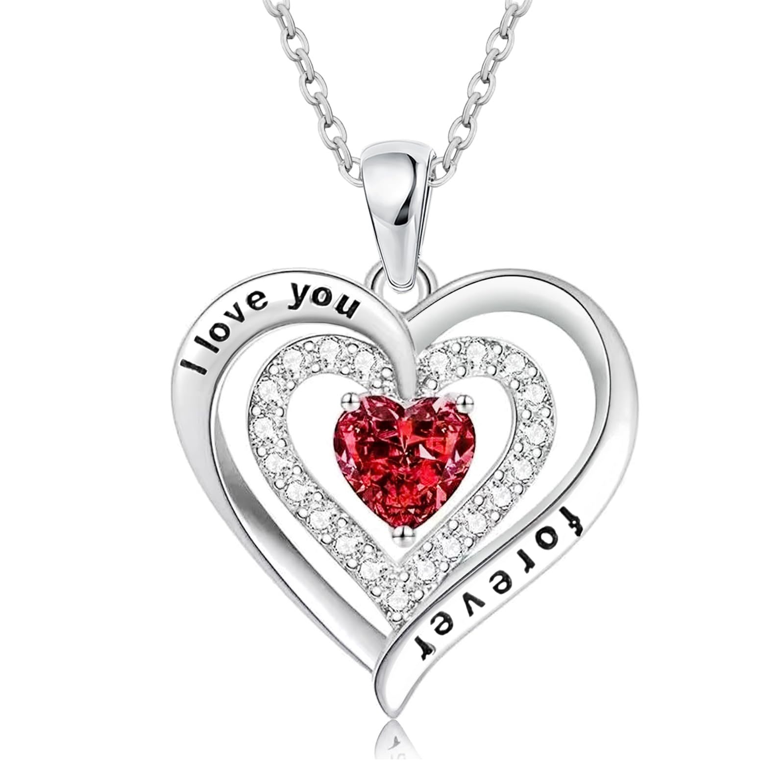 Matoa Mothers Day Birthday Gifts Necklaces for Women Sterling Silver Heart Pendant Chain Necklace with Cubic Zirconia Gifts for Girlfriend Wife Mum Her Anniversary Christmas Valentines with Gifts Box