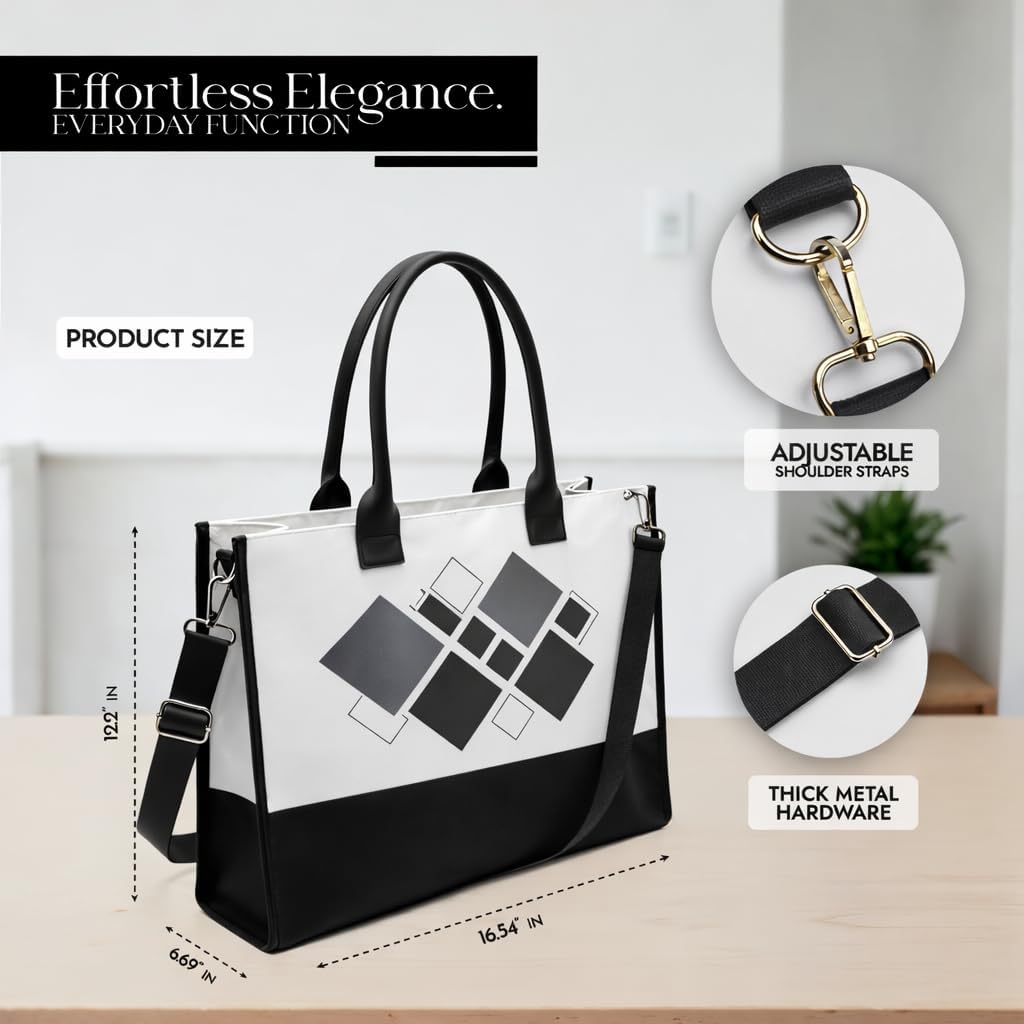 Canvas Hand Printed Tote Bag for Women - Reusable Tote with Zipper for Travel Crossbody Bag - Gift Ready