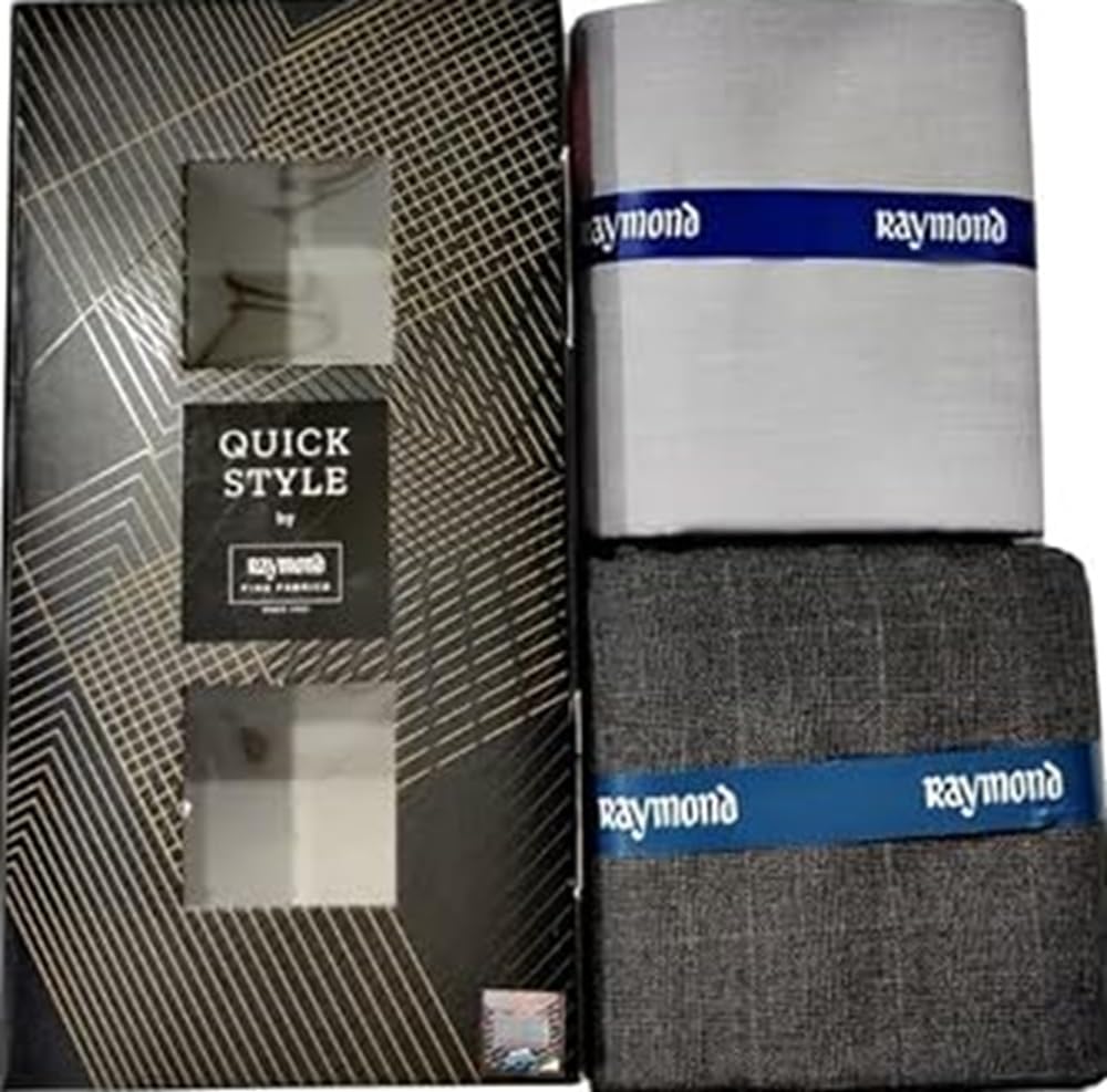 raymond fabrics Men's Unstitched Shirt Pant Fabric Combo Set | Elegant Cream Shirt & Charcoal Trouser Material | Formal Tailoring Fabric for Professional Wear-picture-23