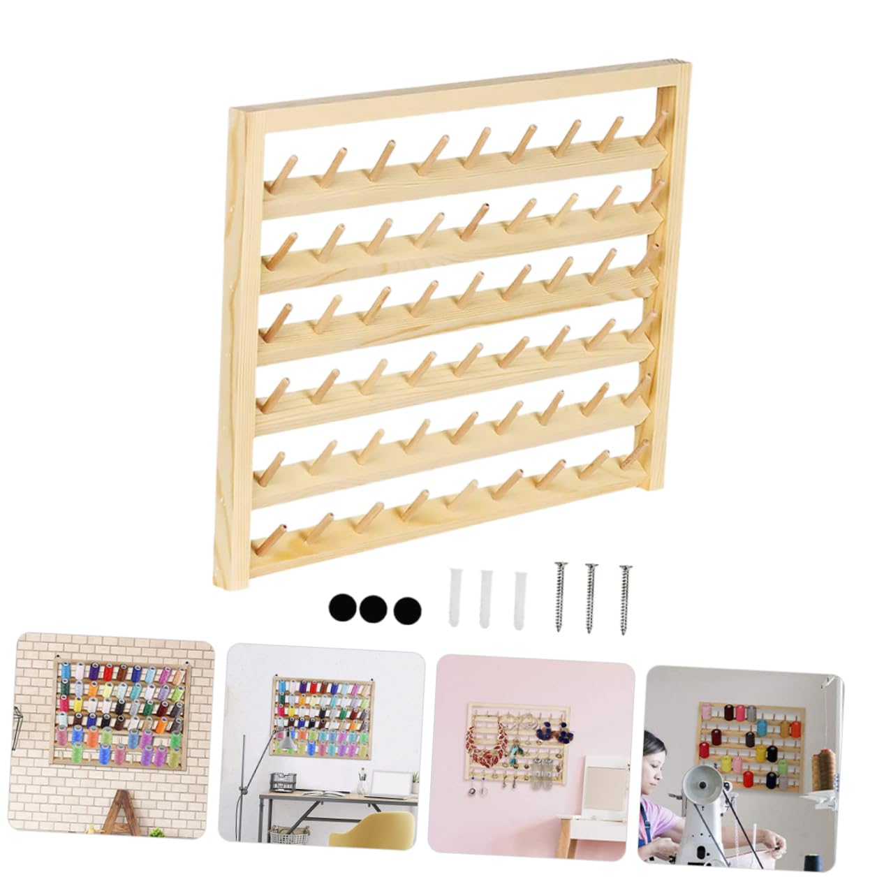jojofuny 1 Satz Spulenständer Stickgarnhalter Stickerei Faden Handwerk tischdeckenklammern schreibtischorganizer Nähwerkzeugständer Nähenfäden Organisator Sticker Spulenhalter hölzern