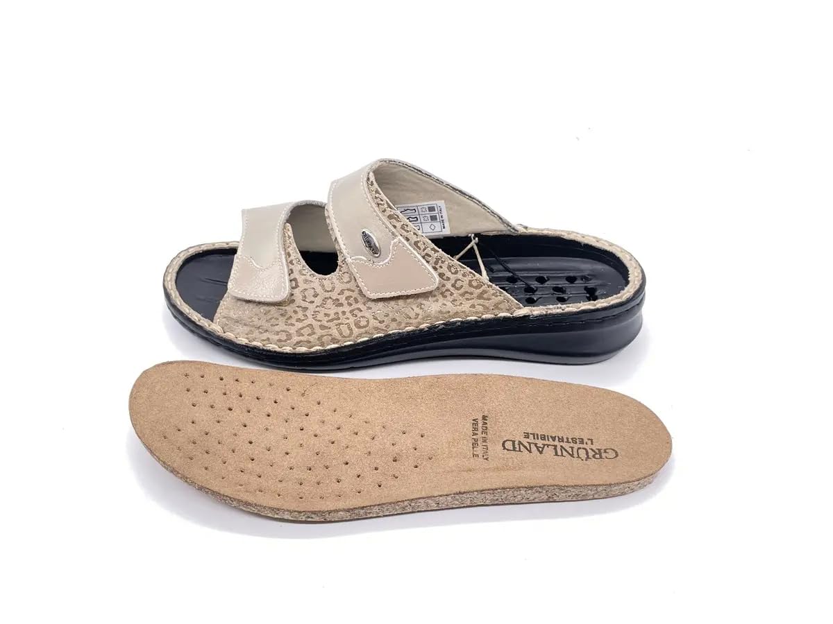 GRÜNLAND Dami, Sneaker Comfort con Doppia Chiusura in Velcro, Suola Sagomata, Soletta Rimovibile in Sughero e Pelle e Cuciture Fatte a Mano. da Donna