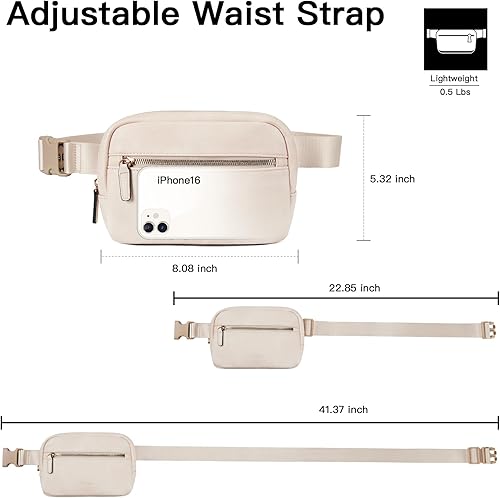 Miniatura 6 de Telena - Riñoneras para mujer, bolsa de cinturón de cuero con bandolera a la moda y correa ajustable, 2-beige, Talla única