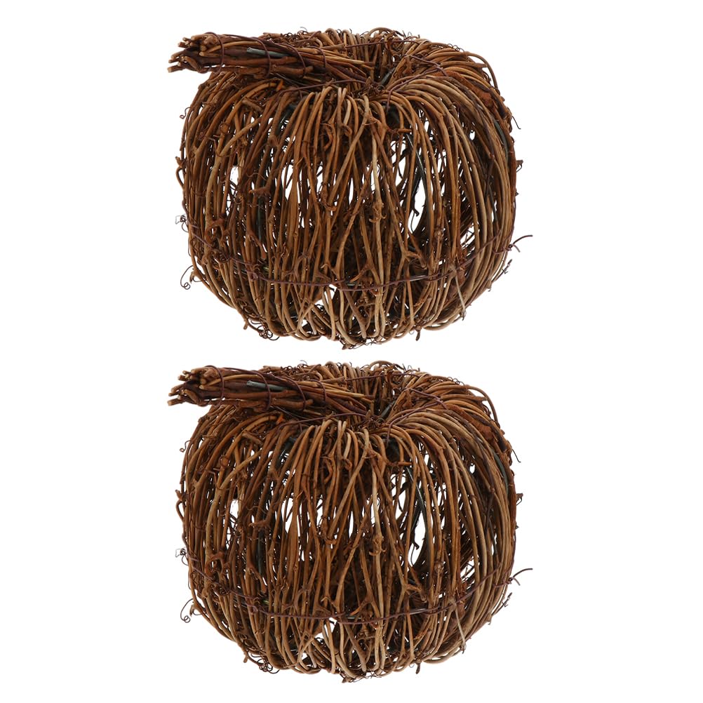 2stücke Rattandekor Herbstkürbis Geflochten Aus Rattan Kleine Dekorative Kürbisse Für Tischdekoration Festlicher Schmuck Für Halloween Und Erntedankfeiern