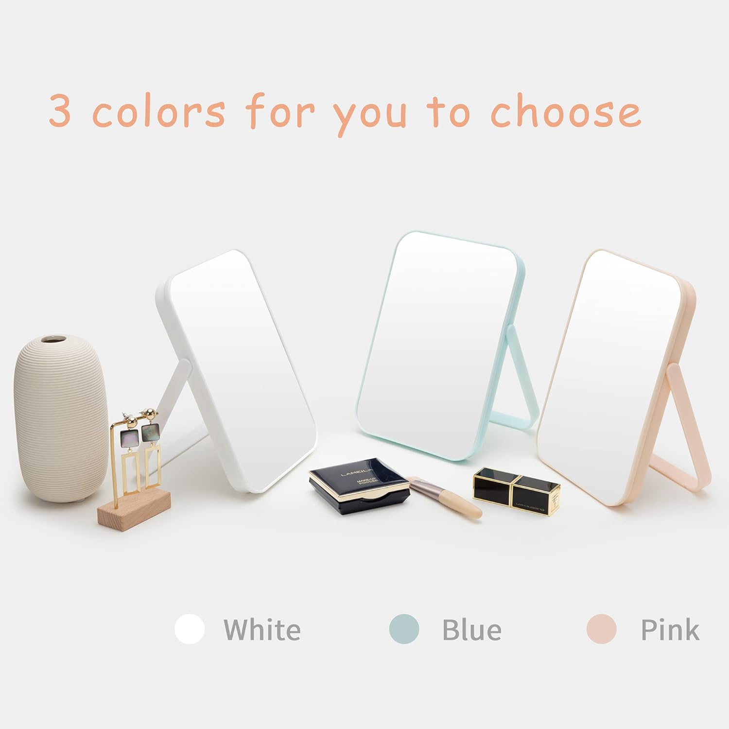 SGUTEN Small Table Top Desk Mirrors for Makeup, Portable Travel Makeup Mirror with Stand, 9.5-inch 180°Adjustable Rotation Foldable Mirror, Small Vanity Wall-Mounted Hanging Mirror for Shaving, White : Everything Else