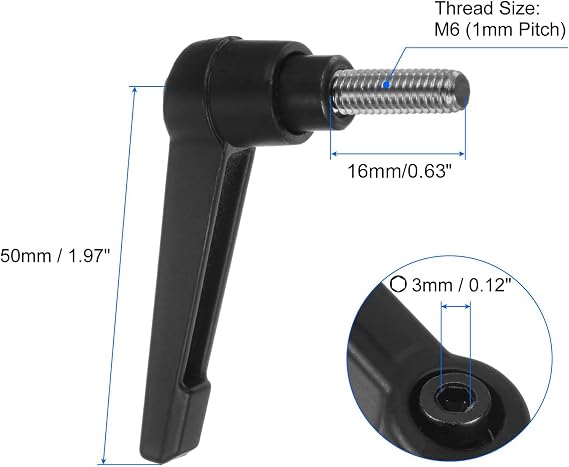 TA-VIGOR 4Pcs Adjustable Clamping Lever Handles, M6 x 15mm Locking Quick Release Push Button Ratchet Screw Knobs, 304 Stainless Steel Male Thread Stud Bolts Handle for Machinery & Equipment