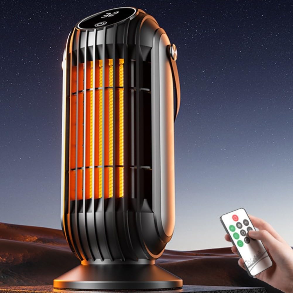 Calefactor Eléctrico 1500W para ptc para rápido con Termostato Ajustable y Temporizador para Hogar Oficina Dormitorio 26x11.5cm(EU)