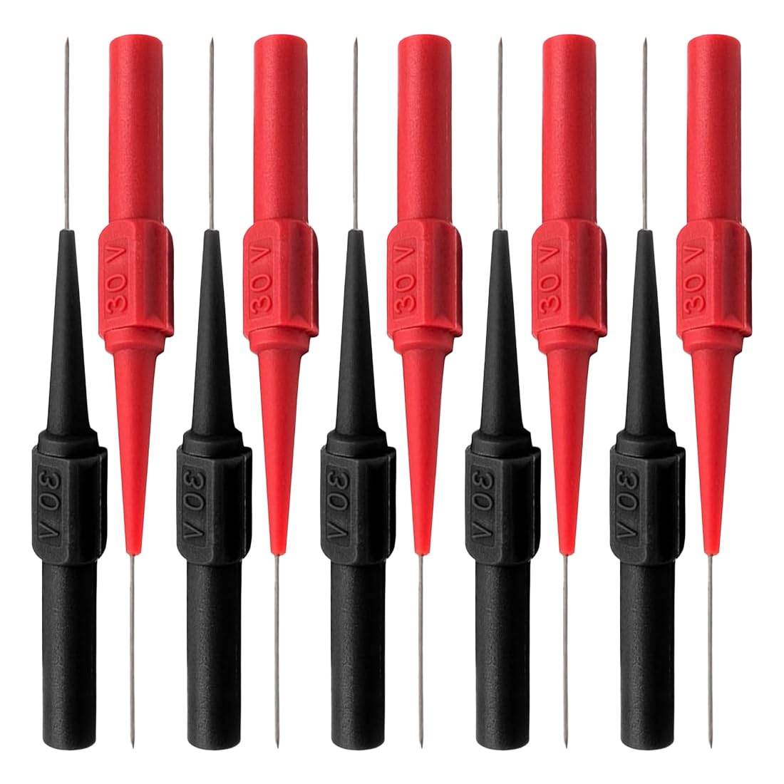 Aghi Piercing Per Multimetro, 10 Pezzi Punte Di Misurazione 0.7Mm 30V Per Test Elettrici Industriali, Sonde Rosse E Nere