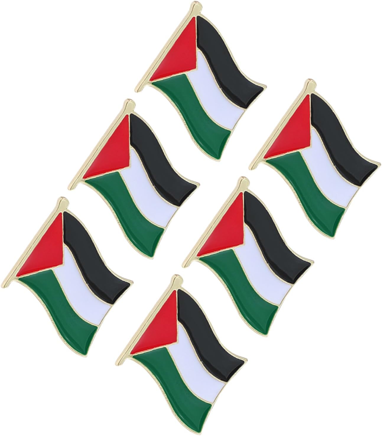 6pcs Palestine Flag Brooch Lapel Pins Metal National Clothing Badge Bulk Set for Travel and Daily Wear