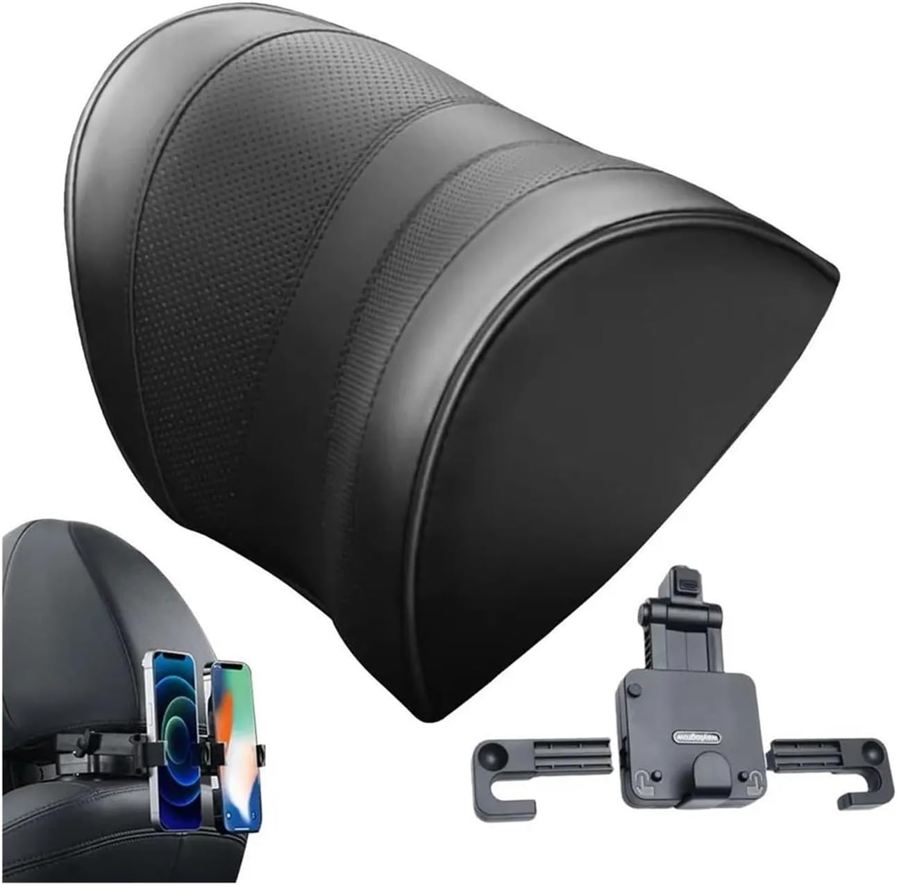 Adjustable Car Headrest Pillow 3D Adjustable Headrest Pillow Soft Support Pillow With Hook Skin-Friendly Head Rest Pillow For(WHITE Left)