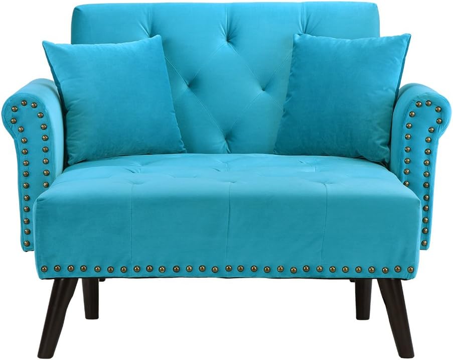 Modern Indoor Chaise Lounge Recliner Chair with Mid-Century Velvet Tufted Loveseat Couch for Living Room : Home & Kitchen