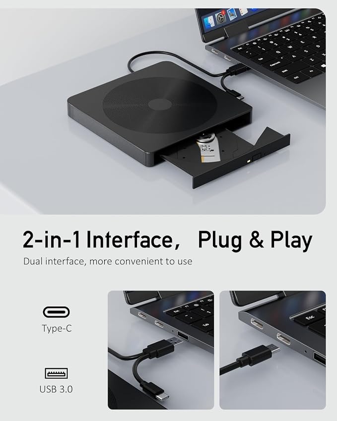 Unidad externa DVD/CD portátil USB para laptop miniatura 4