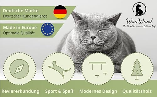 WOOWOOD® Kletterwand Katzen inkl. 2X Katzentreppe Wand [extrem Stabil] Katzen Wandelemente, Kratzbaum Wand, Katzenhängematte, Katzen Wand, Katzenwand, Wandkratzbaum, Katzenmöbel, Kletterwand Katzen