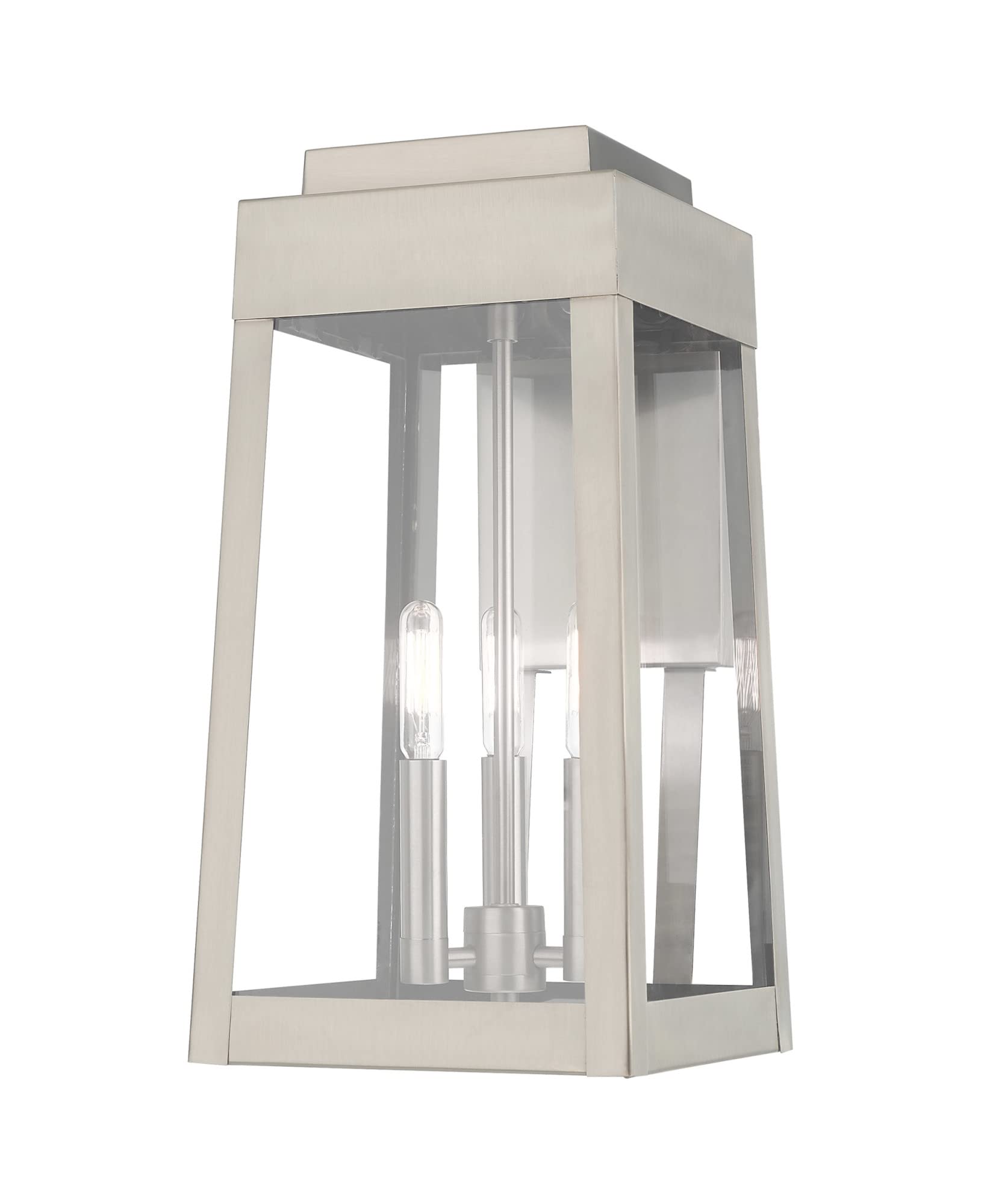 Livex Lighting 20855-91 Oslo - 16" Three Light Outdoor Wall Lantern, Brushed Nickel Finish with Clear Glass