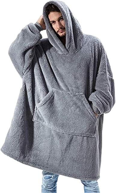 TRISTIN Thicken Sherpa Fluffle Sweatshirt Blanket Warm Cozy Oversized Wearable Pocket Hoodie for Women Men and Teens