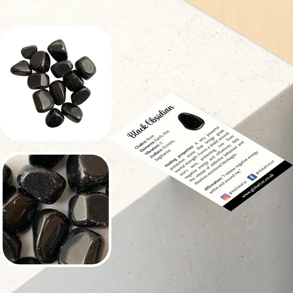 VIE Tumbled Crystals, 250g Pack, Black Obsidian