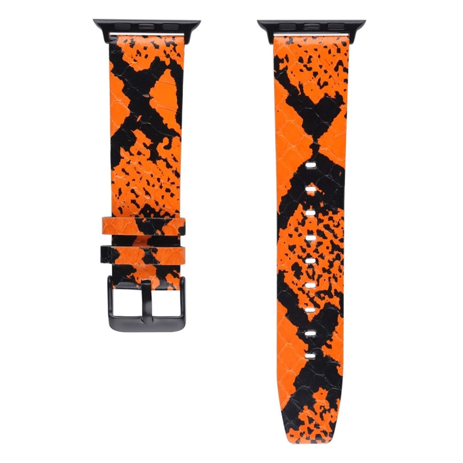 Bracelet en peau de serpent Apple Watch orange fait main 42mm 44mm série 7 6