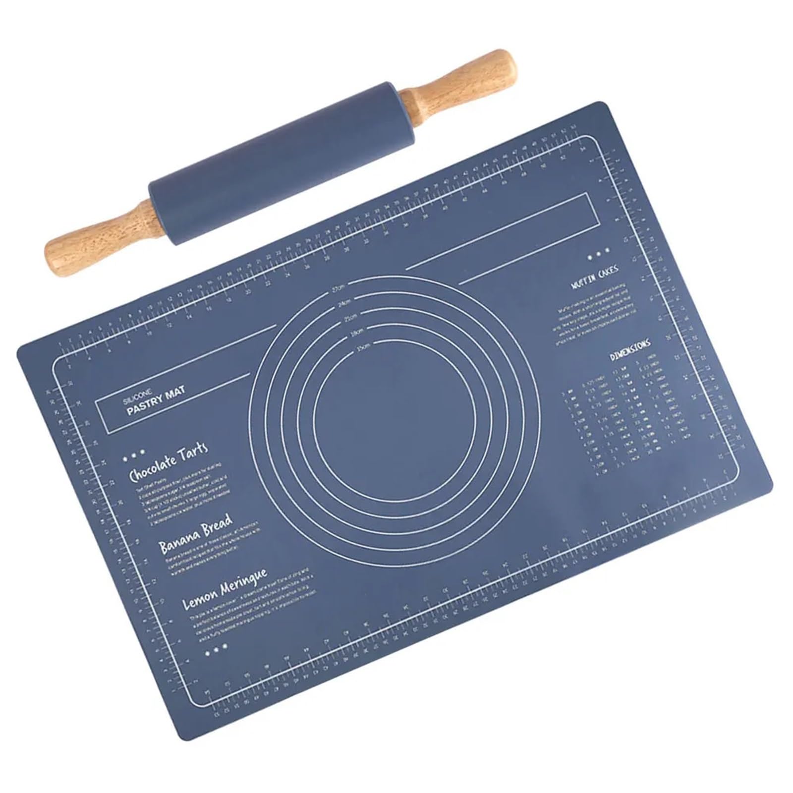 1 Set Silikon-Rollmatte for Ausrollen von Gebäck, Teig, Brot, Backen, Knetpad, geprägte Skala, rutschfest, wiederverwendbar, multifunktional, for die Küche für Fondant Pizza Brot