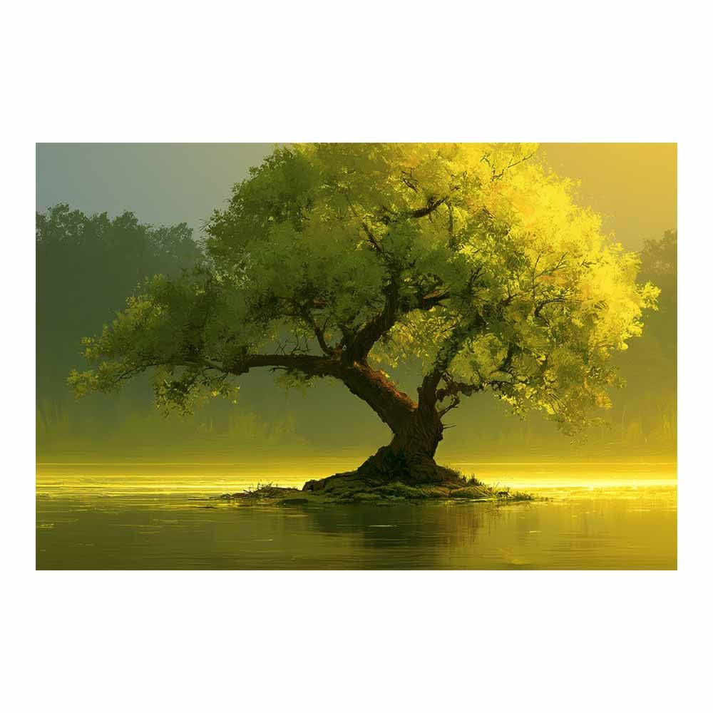 Xeniou Multicolor Landscape Wall Art Goldens Lake Tree Views Canvas Painting Wall Art, Living Room Bedroom Hallway Stairs Decoration.(Multicolor)-70X100cm Unframed