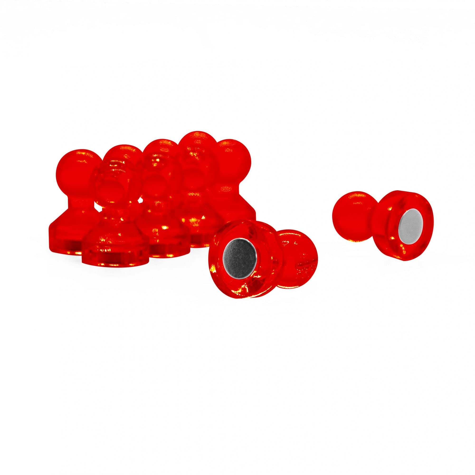 Magnes Expert® mały czerwony akrylowy przycisk do wciskania magnes - średnica 11 mm x wysokość 17 mm (1 opakowanie 10 szt.)