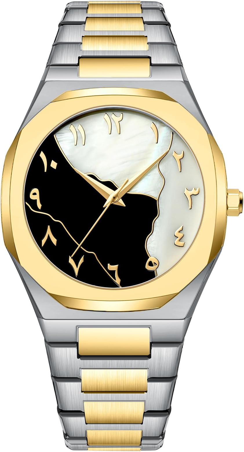 Gosasa Fashion Men's Quartz Watch with Middle Eastern Arabic Numeral Dial Design Stylish Stainless Steel Waterproof Business Casual Wristwatch