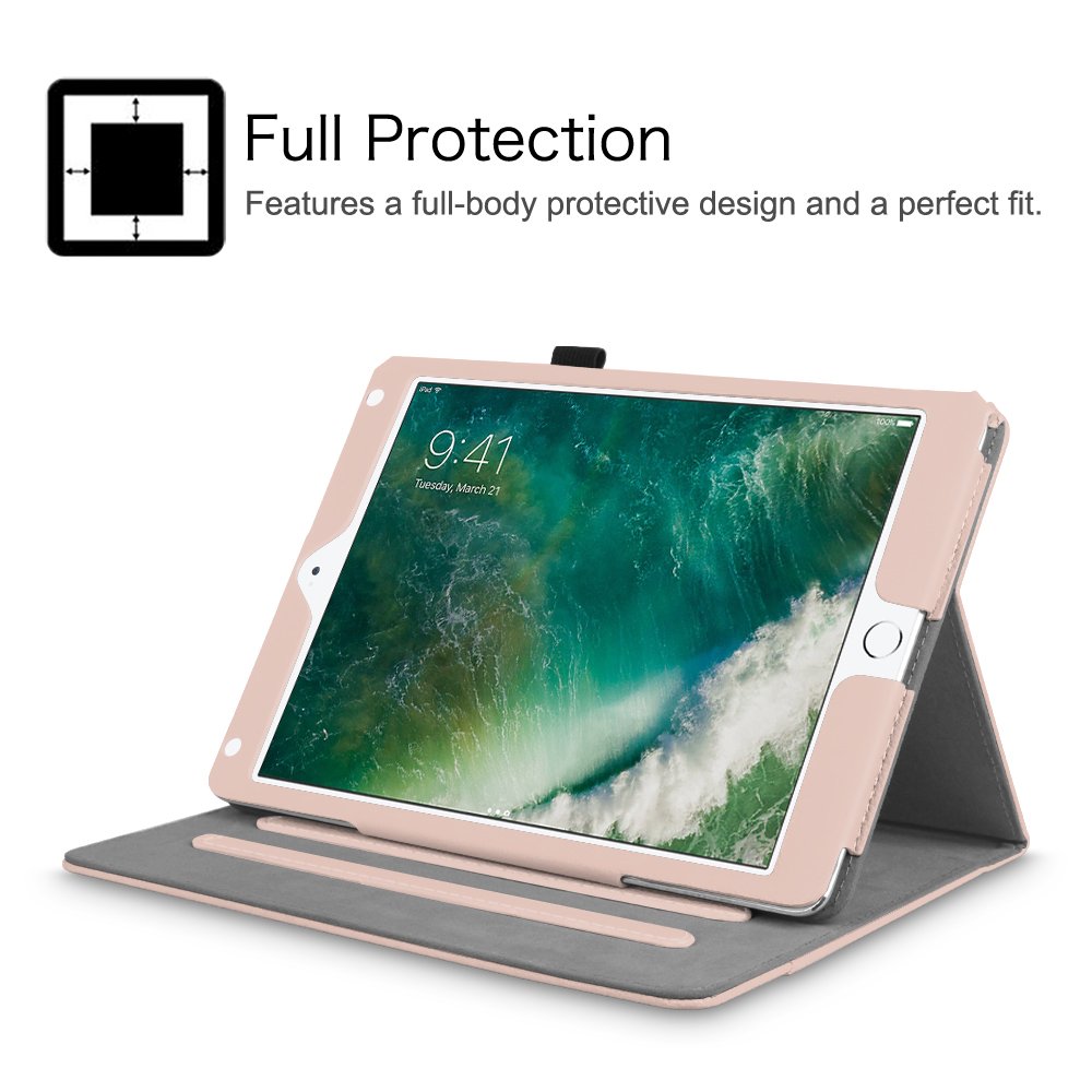 Fintie Custodia in TPU per iPad 9.7 2018 2017 / iPad Air 2 / Air 1 - [Protezione angolo] Multi-angolo cover Protettiva con [Secure Pencil Holder] Auto Sleep/Wake, Grigio rustico