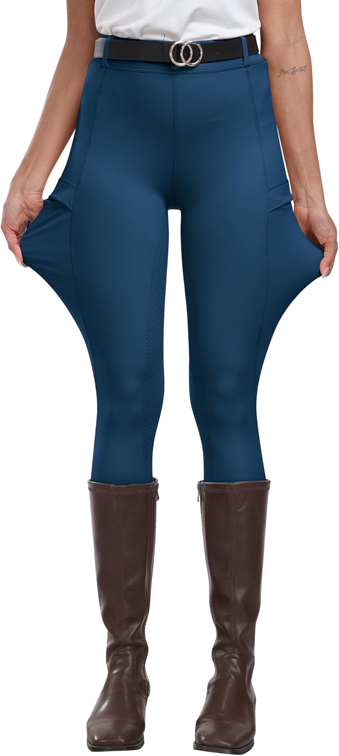 MoFiz Women's Silicone Full Seat Horse Riding Pants Zipper Pockets Equestrian Breeches Riding Tights - Image 8